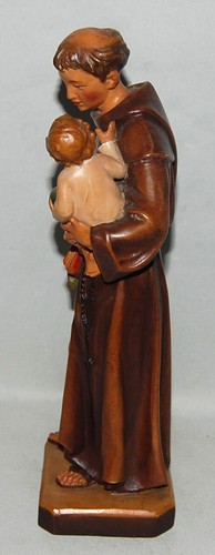 Farbige Holzfigur, Heiliger Antonius von Padua, Holzfigur, sakrale Kunst, 27cm - Picture 3 of 6
