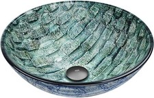 Vigo VG07049 16-1/2" Glass Bathroom Vessel Sink, Oceania