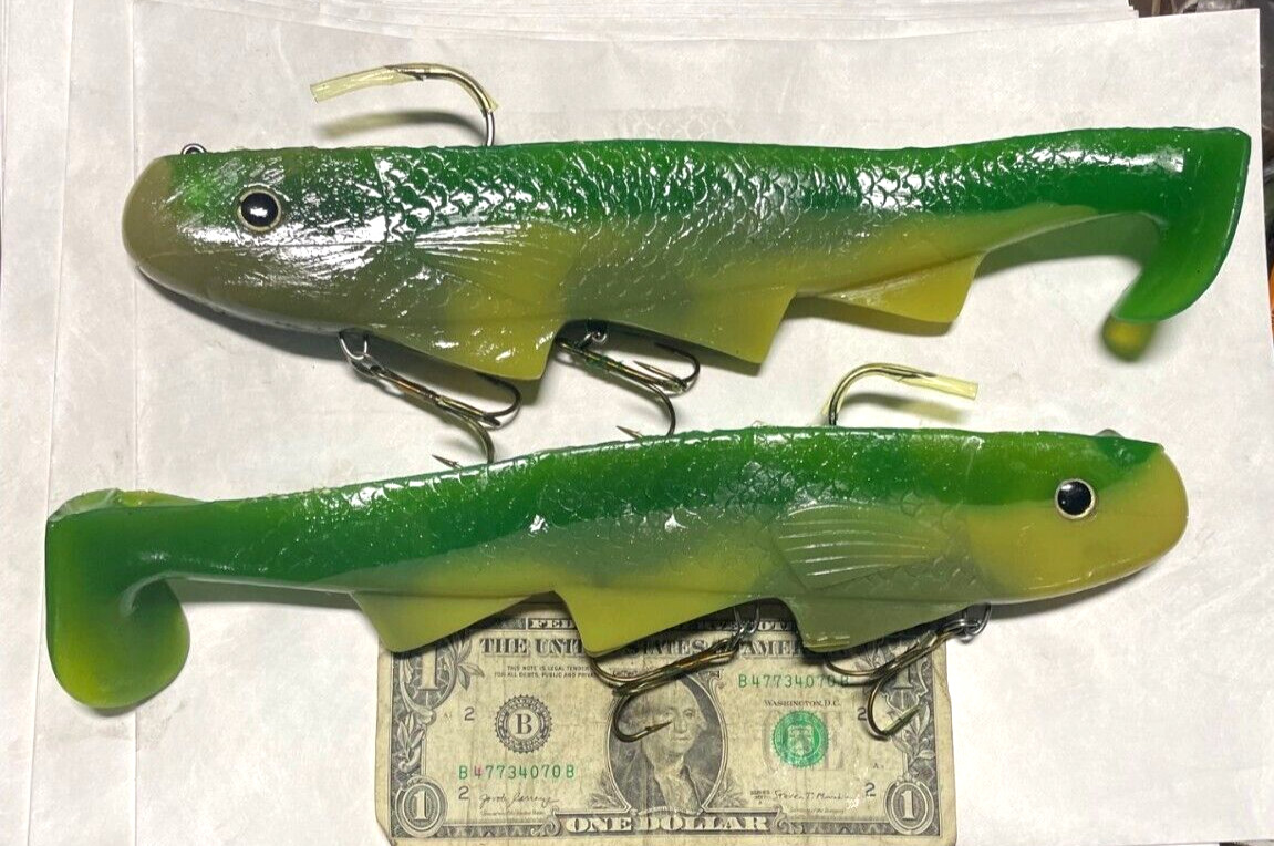 2 ct. 12" REACTION STRIKE SHIMMY SHADS soft plastic swimbaits lures Muskie baits - Image 1