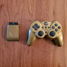 Rare Datel Wireless PS2 Controller With Receiver/Dongle (Gold)
