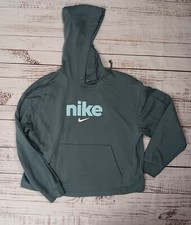 Nike Sweatshirt Women  s Large Gray Hoodie Logo Pockets Drawstring Pullover