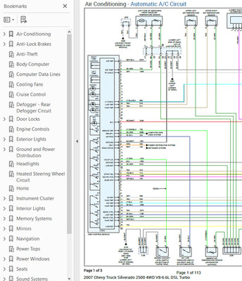 Chevrolet Silverado 2500 2007 Color Wiring Diagram Schematic V8 6.6L DSL 4WD pdf