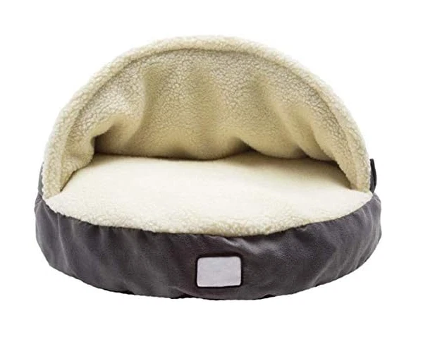 MANGGUO - Large Deluxe Pet Bed Cave & Snuggle Sack (Grey, 89cm)