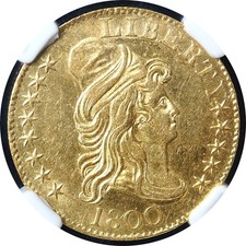 1800 Capped Bust $5 Gold Half Eagle AU58 NGC
