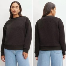 NWT Everlane The ReNew Fleece Oversized Crew Black Small NWT Teddy Sweatshirt