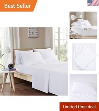 Microfiber Bed Sheet Set with Side Pocket, Wrinkle Resistant, Soft Feel, Elas...
