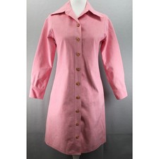 Vintage Casuals Unlimited Retro Pink Belted Shirt Dress Women's 6 Pockets