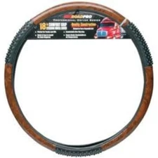 18 Inch Black/Wood Grain Comfort Grip Steering Wheel Cover