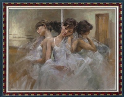 Impressionism Elegant Ballet Girl Mirror Reflection Oil Painting Classic Balleri