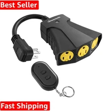 15A Outdoor Remote Control Outlet with 100ft Range - Perfect for String Lights