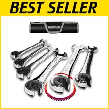 Precision Metric Tubing Wrench Set 10-17mm Ratcheting For Fuel Brake Lines-