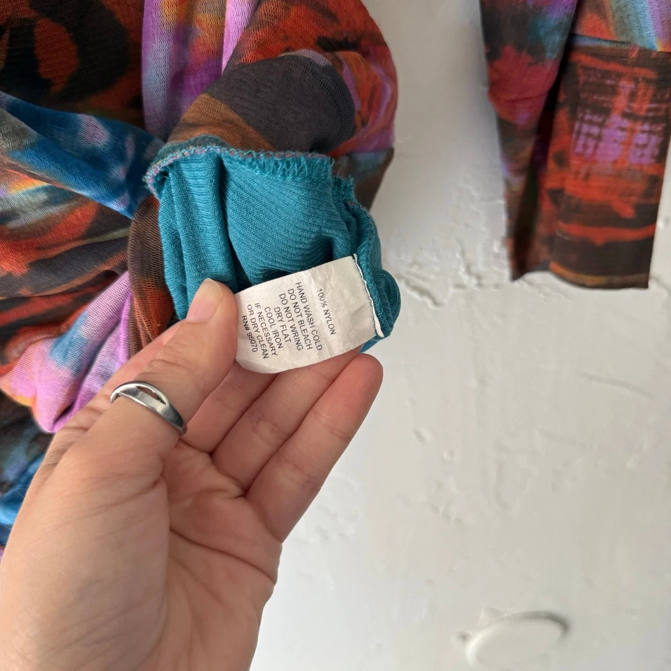 Top Weston Wear Y2k Talla Mediana Acuarela Artístico Cortina Cuello Capricho Foto 3 de 4