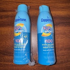 Lot of 2 Coppertone Kid’s Sport Spray Sunscreen SPF 100 5.5 oz/156 g NEW SEALED 1.82 per gallon