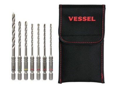 VESSEL ACD7S-1 Cushion Drill Bit Set 7pcs 3-6mm Concrete Masonry with Pouch
