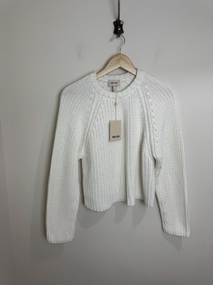 Me+Em Weekend Pullover Grobstrick Baumwolle weich weiß Small neu mit Etikett