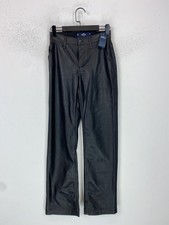Image of Hollister Black Faux Leather High Waist Straight Leg Trousers W24 - UK 4-6 NEW