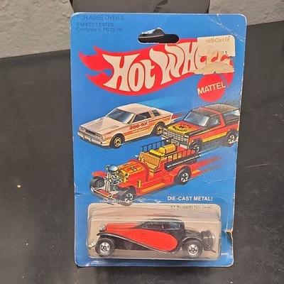 Hot Wheels No. 1696 Bugatti Diecast 1:64 Black Red Car 1937 1981 Unopened Box