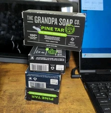 Pine Tar Bar Soap by The Grandpa Soap Company (4.25oz)  Pack of 4