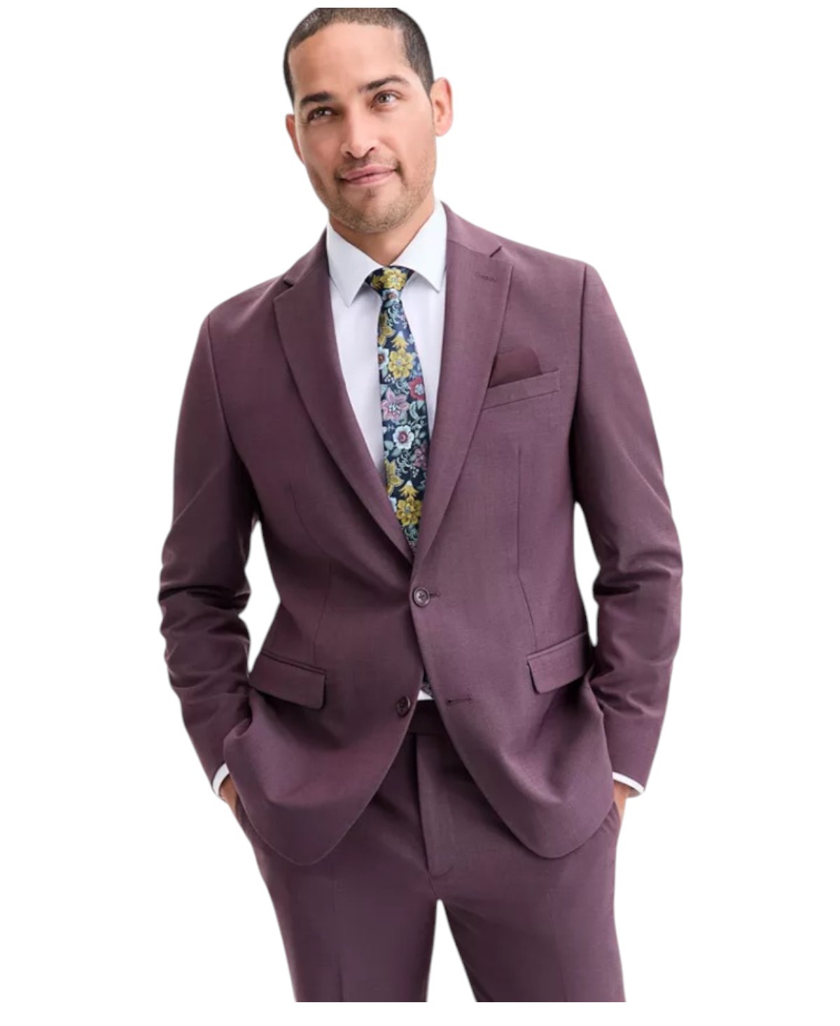 Bar Iii Mens Slim fit Suit Jacket Blazer 40 R Purple Solid S