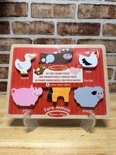 Melissa & Doug My First Farm Animals Chunky Peg Puzzle 6 Pieces Ages 2+