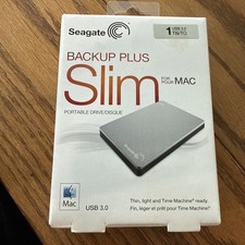 Seagate Backup Plus Slim 1TB External HD for Mac SRD00F1 USB 3.0 - Silver