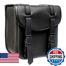 Motorcycle Sissy Bar Black Synthetic Leather Bag 3 Point Heavy Duty Mounts