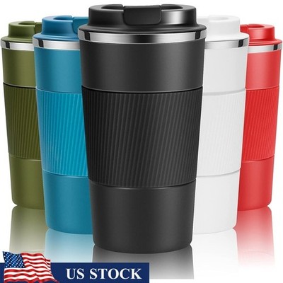 Double Wall Insulated Travel Coffee Mug Leak Proof One Hand Operation 12oz New