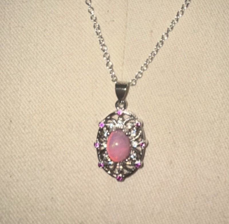 Natural Pink Dainty Opal Necklace Chain 