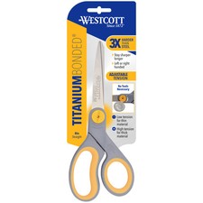 Westcott Titanium Bonded Scissors, 8", Straight, Soft Handle, Adjustable Glide,