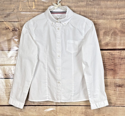 French Toast Girls 12 White Long Sleeve Shirt School Uniform Pocket