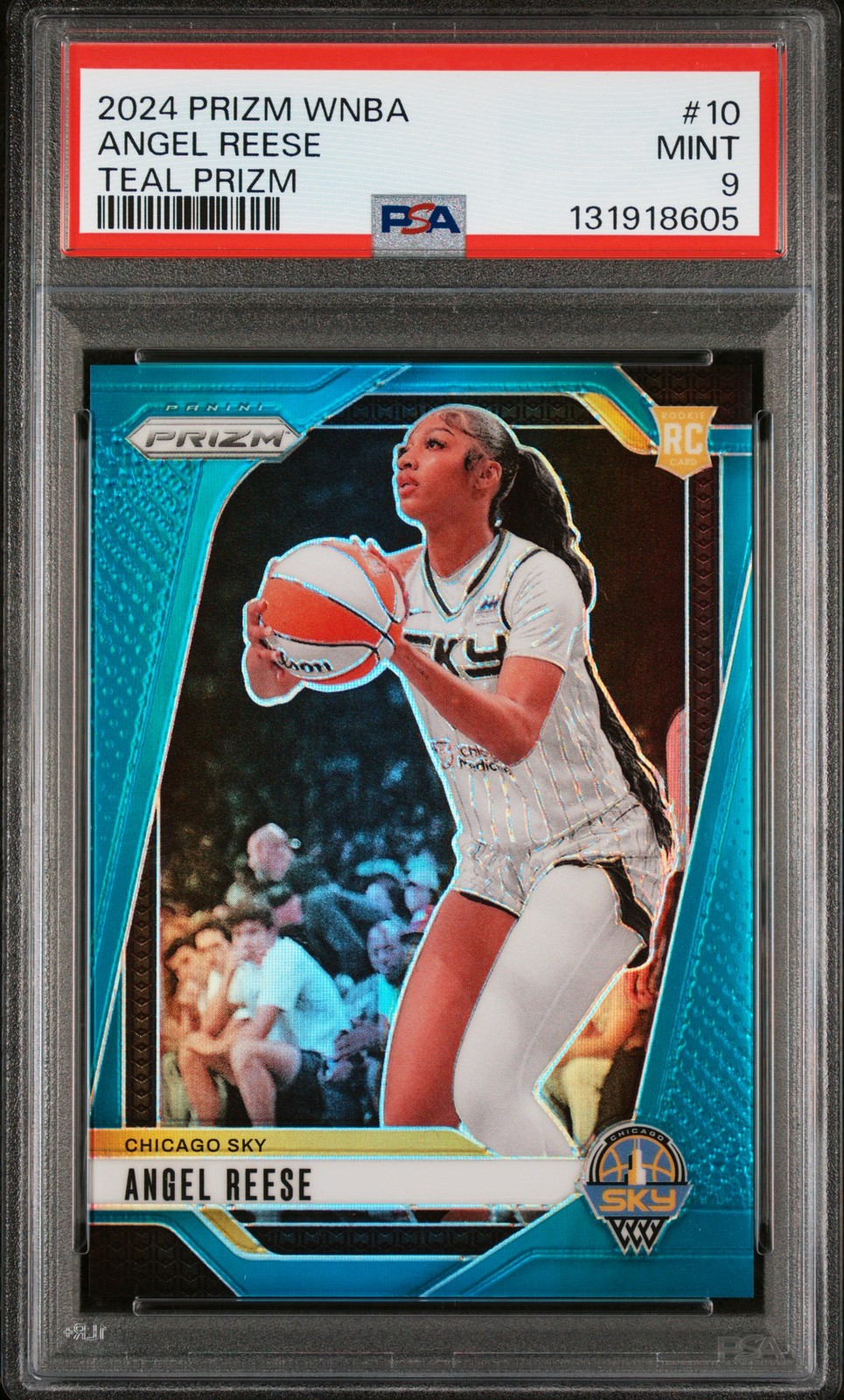 2024 PANINI PRIZM WNBA TEAL PRIZM #10 ANGEL REESE 32/49 PSA 9