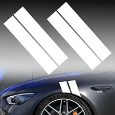 4pcs Car Wheel Fender Hash Stripe Decal Reflective Vinyl Sticker Warning White