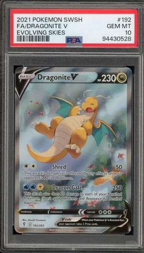 Pokemon Dragonite V Evolving Skies Full Alt Art #192 PSA 10 Gem Mint
