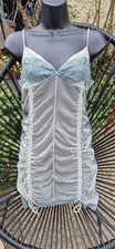 Urban Outfitters L/G Sea Green Sheer Ruched Top♡Strappy Festoon 36" Bust Chemise