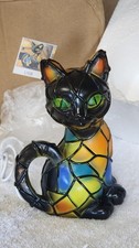 Sitting Siamese Cat LED Light Lamp Colored Resin Gift for Kids  Pet Lovers
