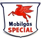 Mobilgas Special - Vintage Porcelain Sign Pegasus Shield - Gas Oil Advertising
