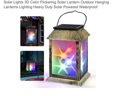 Lebenwell Solar 3D Color Flickering  Outdoor Hanging Lattern 