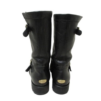 JIMMY CHOO BIKER Leather Engineer Boots, Size 35.5, Black Women