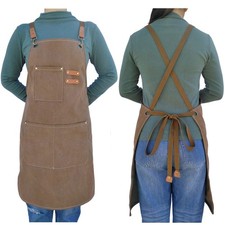 Cotton Canvas Cross Back Apron for Men  Women, Kitchen Cooking Apron with 3 ...