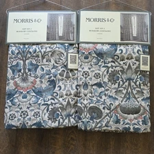 William Morris & Co. Window Curtains Panels Lodden 50 X 96” Blue Drapes 4 panels