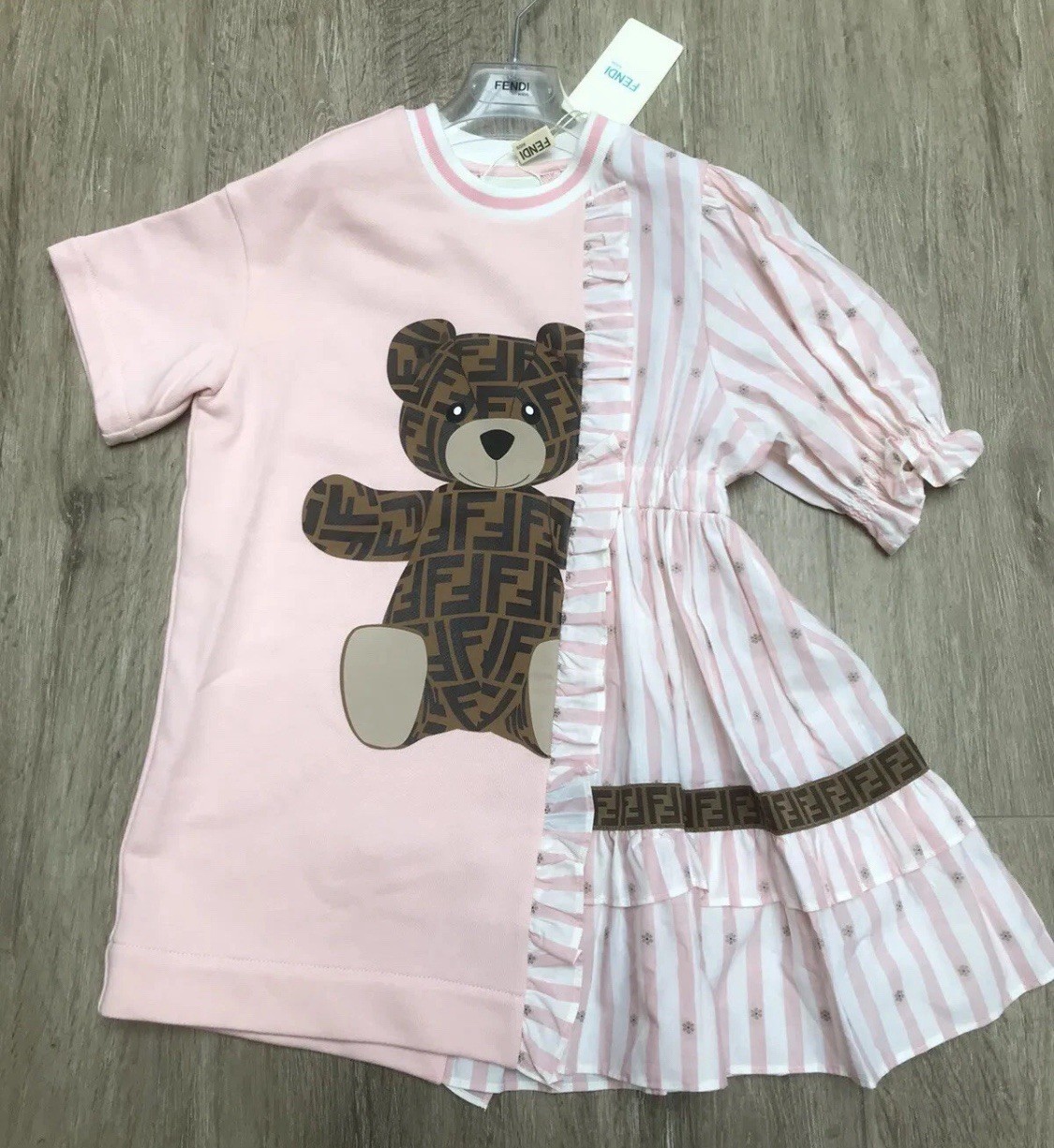 FENDI dress girls double fabric bear pink age 8 years RRP £580 image 6