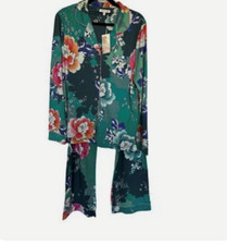 Johnny Was Tura Long Sleeve Button Down Top  Pant PJ Lounge Set L NWT 198