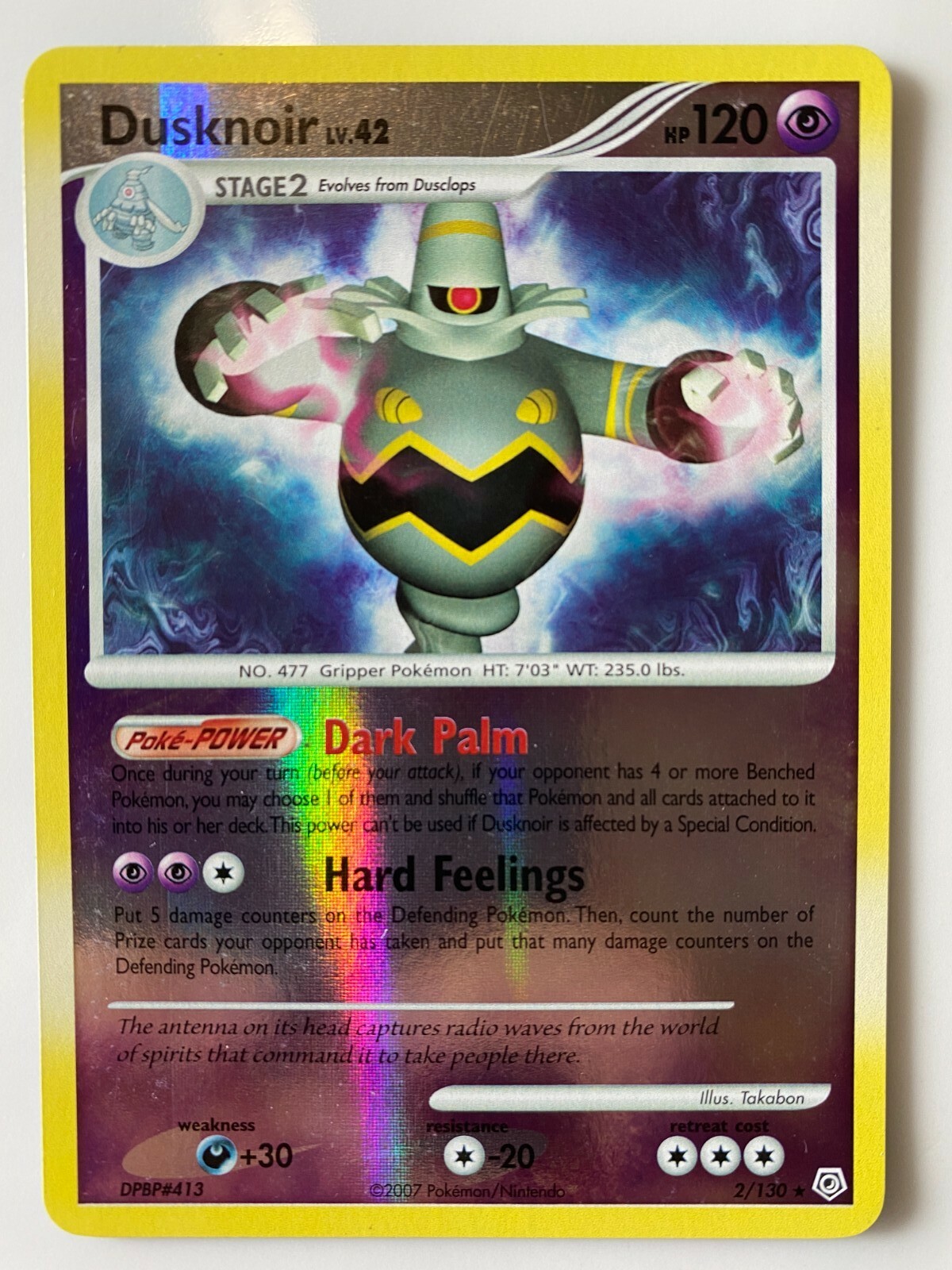 Pokemon Diamond & Pearl Dusknoir 2/130 Reverse Holo LP