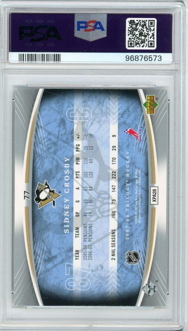 2007 Upper Deck Trilogy #77 SIDNEY CROSBY Pittsburgh Penguins PSA 8 NM-MT view 2