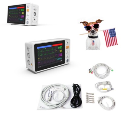 Small 5'' Veterinary Patient Monitor Vital Signs Portable ECG NIBP SPO2 VET ICU