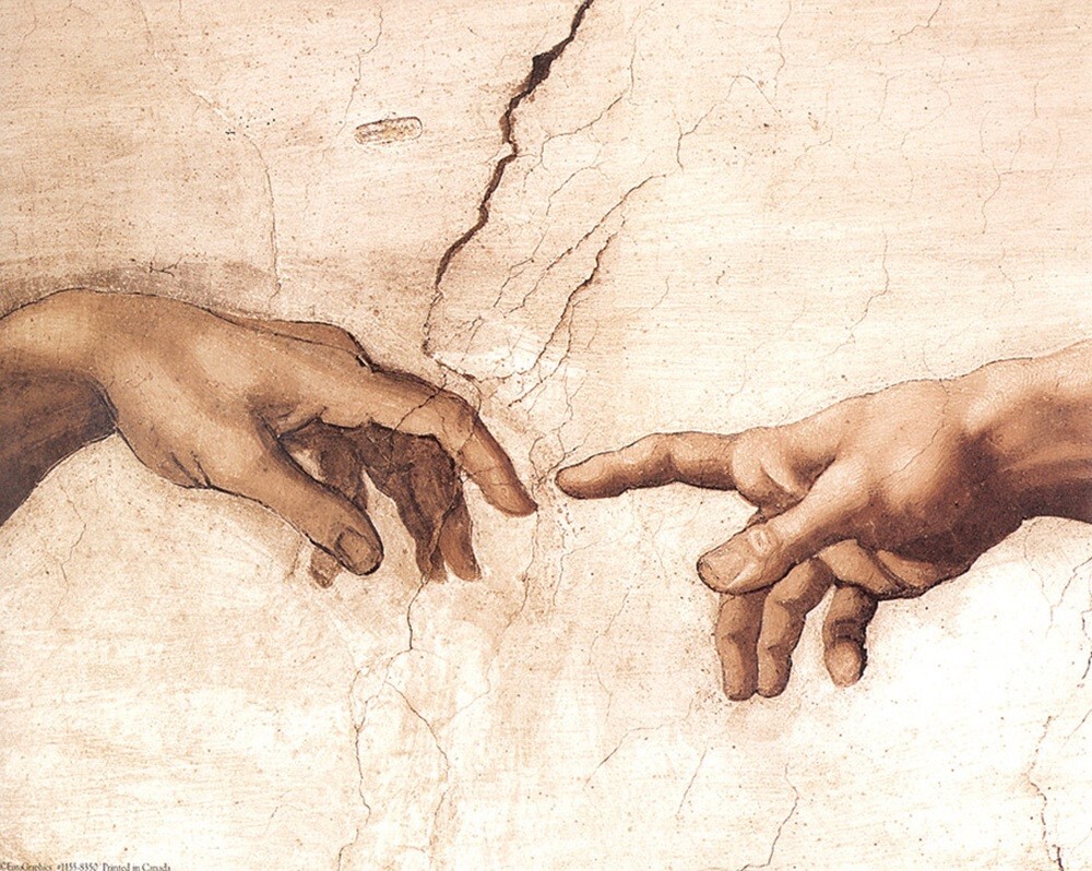 Laminated Creation of Adam by Michelangelo Detail Sistine Chapel
