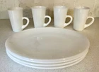 Vintage Anchor Hocking Fire King White Milk Glass 12x9 Platters & Mugs  8pc set