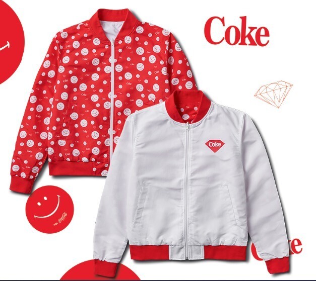 NWT Diamond Supply Co x Coca Cola Smiley Reversable Bomber Jacket 