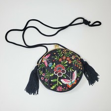 Vintage Asian Butterfly, Flower Embroidery Evening Purse w/ Gold Metal Closure