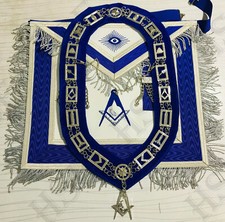 MASONIC REGALIA JUNIOR DEACON APRON BLUE WITH CHAIN COLLAR  JEWEL-HSE